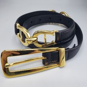 Cale' Black Horsebit Leather Goldtone NWOT Medium